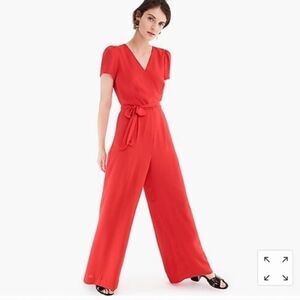 J. Crew Short Sleeve Wrap Jumpsuit Red Sz 4